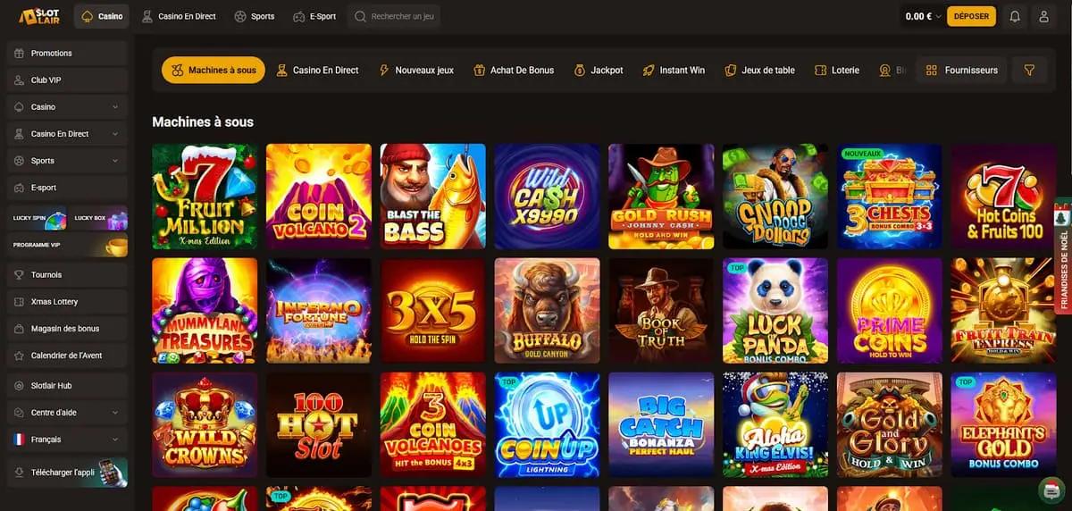 SlotLair casino — oltre 1.200 slot machine e giochi da tavolo